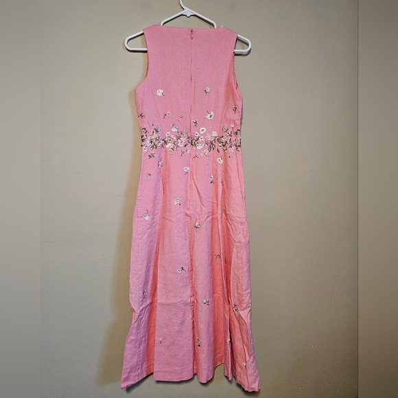 Chadwick's Linen Blend Embroidered Dress Women's Size 4 Floral Pink Sleeveless - Picture 6 of 7